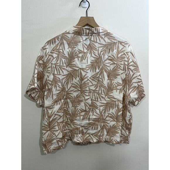 Boho Beach Coastal Flax Linen Camp Button Up Top XL Boxy Rustic Lagom Artsy Airy - Picture 9 of 13